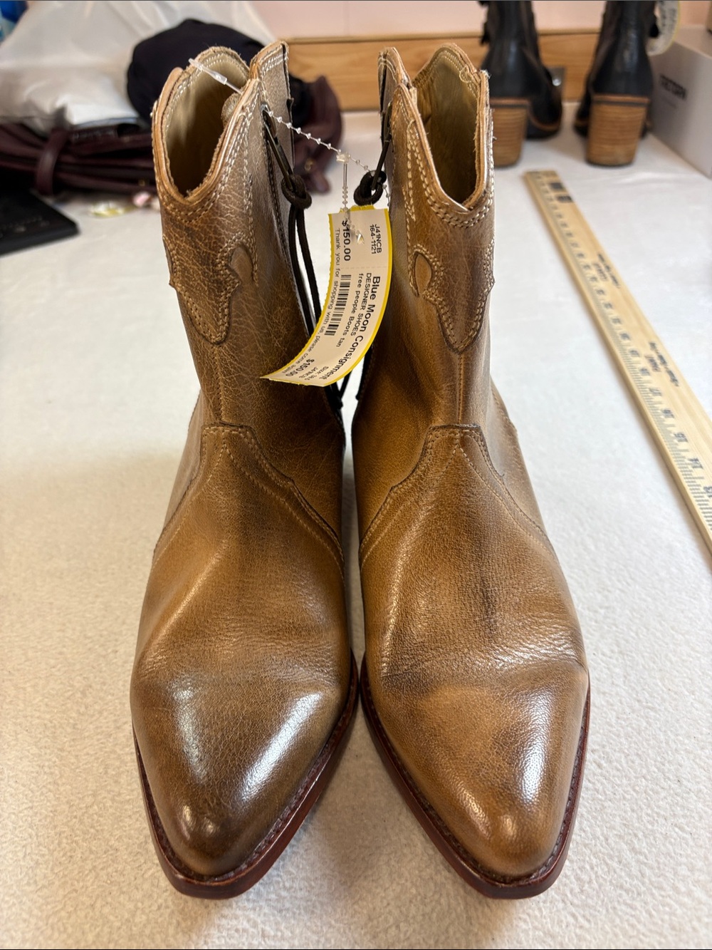 Free People Brown Pointed Toe Western Ankle Booties
